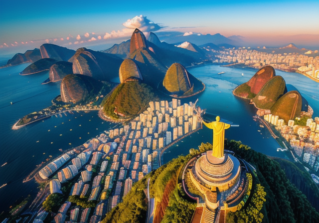 Aerial view of Christ the Redeemer statue in Rio de Janeiro