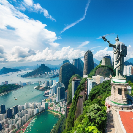 Helicopter flying over Rio de Janeiro