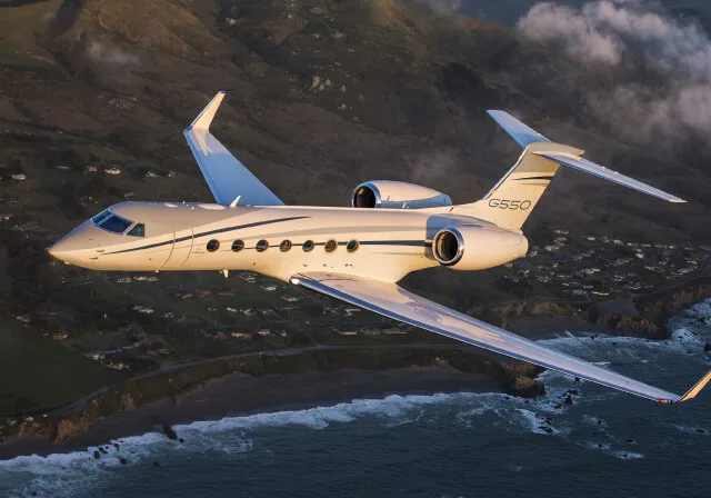 Gulfstream G550 — jato executivo de longo alcance para fretamento aéreo internacional
